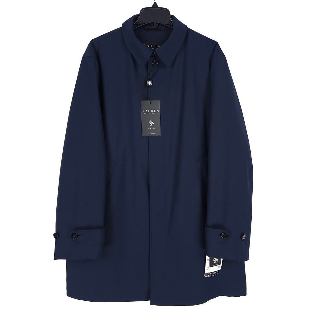 Lauren Ralph Lauren Mens Stanza Classic Fit Raincoat 42S Navy Blue Solid NWT